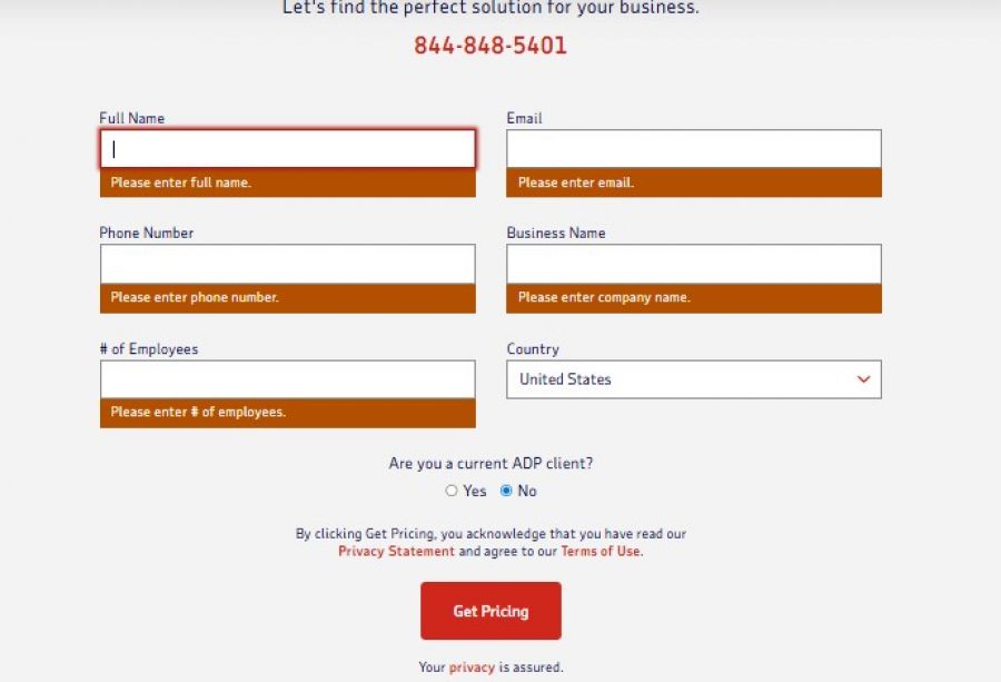 ADP Workforce Now Pricing Screenshot
