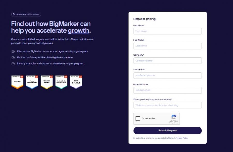 BigMarker Pricing Screenshot