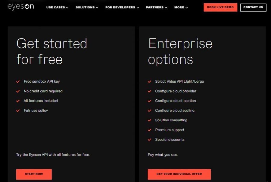 Eyeson Pricing Screenshot