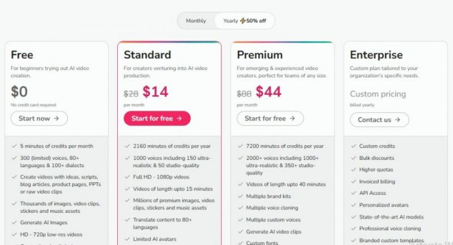Fliki AI Pricing Screenshot