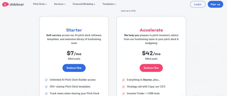 Slidebean Pricing Screenshot