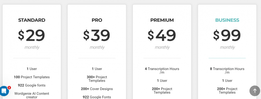 Designrr Pricing Screenshot