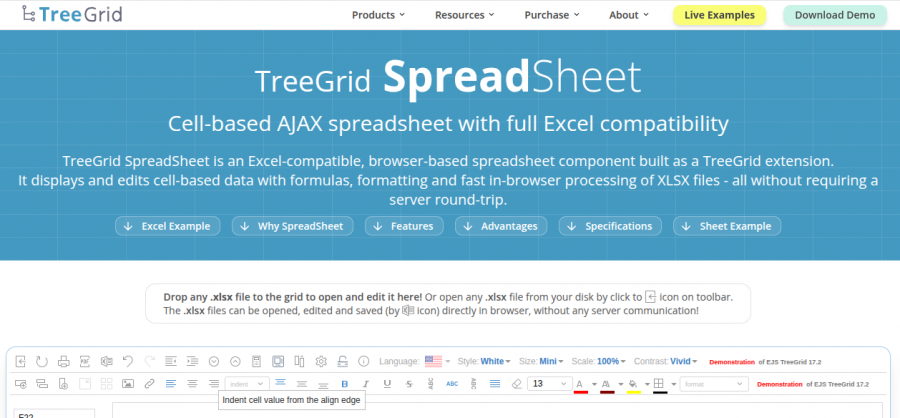 TreeGrid SpreadSheet Pricing Screenshot