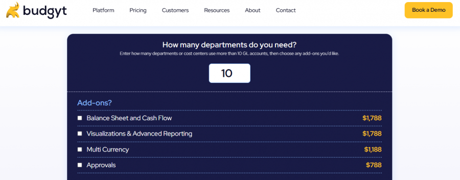 Budgyt Pricing Screenshot