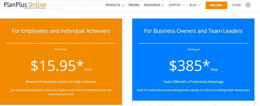PlanPlus Online Pricing Screenshot