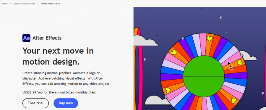 Adobe After Effects Pricing Screenshot