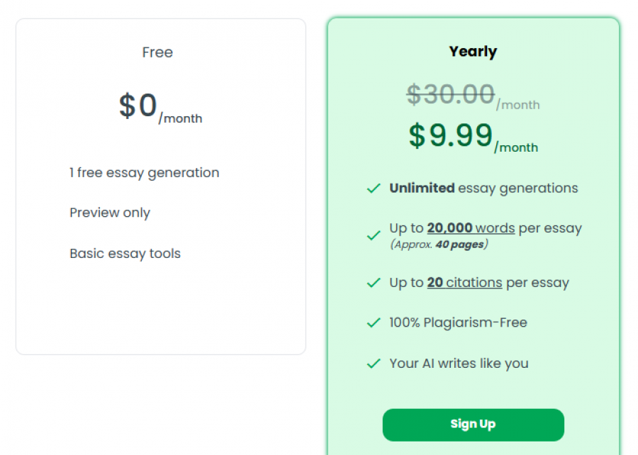 WriteLess AI Pricing Screenshot